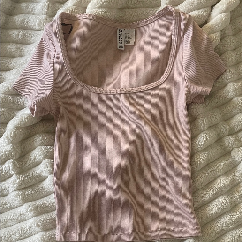 H&M Women's Soft Pink Short Sleeve Top